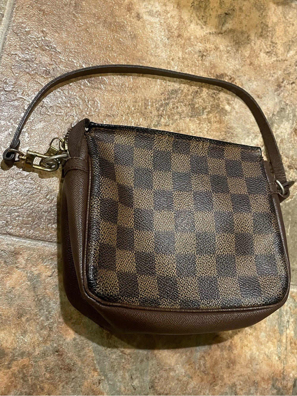 Auth LOUIS VUITTON LV monogram Trousse Damier Ebene Cosmetics Pouch Bag Purse 💕🔥